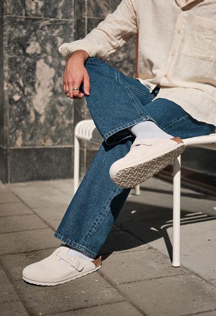 Birkenstock Boston Suede Leather Antique White